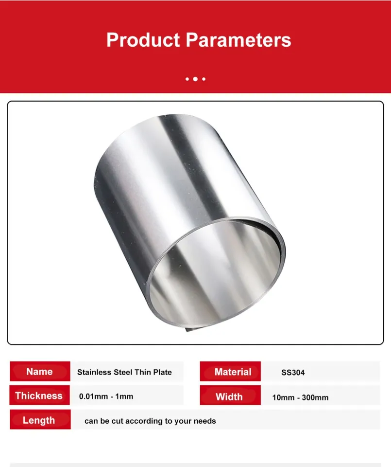 S304 Shim Stock 0.01mm Stainless Steel Sheet Foil - 100mm Wide X 1 Meter S304 Fine Plate Metal Foil For Mold Maintenance