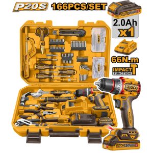 20V IMPACT DRILL 66NM IN 166PCS TOOL KIT SET HKTHP41662
