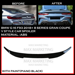 BMW 8 SERIES G16 GRAN COUPE 840i 850i F93 M8 2018+ V STYLE REAR TRUNK SPOILER WITH PAINT(PIANO BLACK)ABS SKIRT BODYKIT