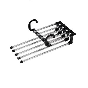 Creative 5-in-1 Pants Hanger Stainless Steel Clothes Trouser Racks Closet Space Saving Organizer