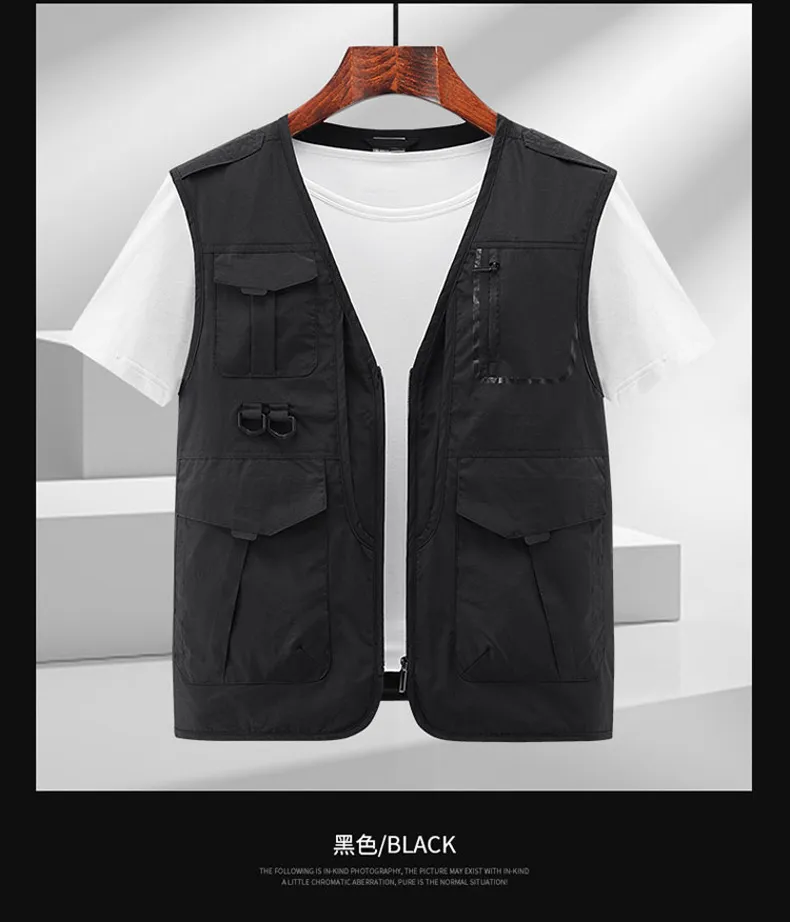 FUGUIINIAO Men's Vest Fashion Multi-pocket Quick-drying Vest