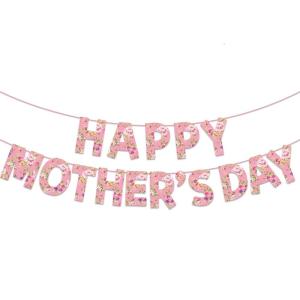Happy Mother’s Day Flag Mothers Day Bunting Decorations for Celebrating Moms at Themed Parties and Event