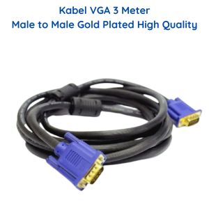 Kabel Monitor VGA 3 Meter Gold Plated Male to Male 3+5 pin High Quality Kabel Proyektor Infocus 3m