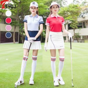 TTYGJ Golf Shirt for Womens Summer Tennis Short Sleeve Shirt Ladies Breathable Golf Training Tops Soft Slim Shirts Sportswear Clothing