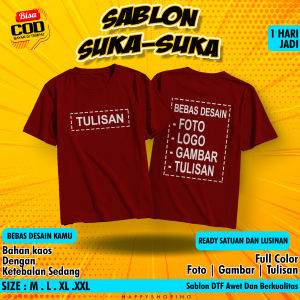 Kaos Bebas Desan Depan Belakang / Sablon Satuan/lusinan / KAos BIsa Tambah Foto/Gambar Nama dan Tulisan / Kaos Riquest / Tshirt Pria Wanita Bahan Sablon DTF Premium / Kaos Murah / BIsa COD  TAZORACUSTOM
