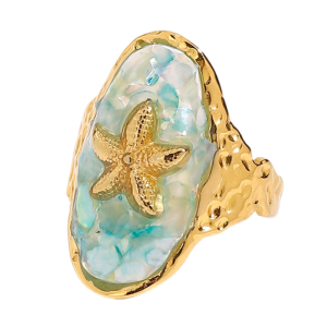 Ocean Inspired Oval Ring Stainless Steel Rings For Women Comfort Fit Design Beach Party Or Daily Use