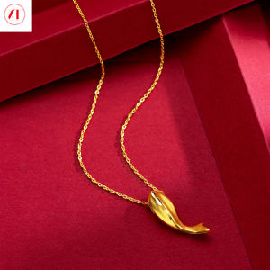 XT Jewellery Korea 24k Small Dolphin Necklace Woman Small Fish Necklace 916 Original Gold Plated