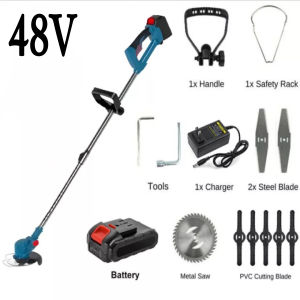 COD Grass cutter Rechargeable 48V Lithium Battery Cordless Lawn Mower Grass Trimmer Pruning Cutter Automatic Release Home Garden Tool