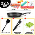 22.5cm 24cm 26Ccm 28cm Non-Stick Frying Pan Black Durable Scratch Resistant Superior Heat Induction Oil Free Cooking. 