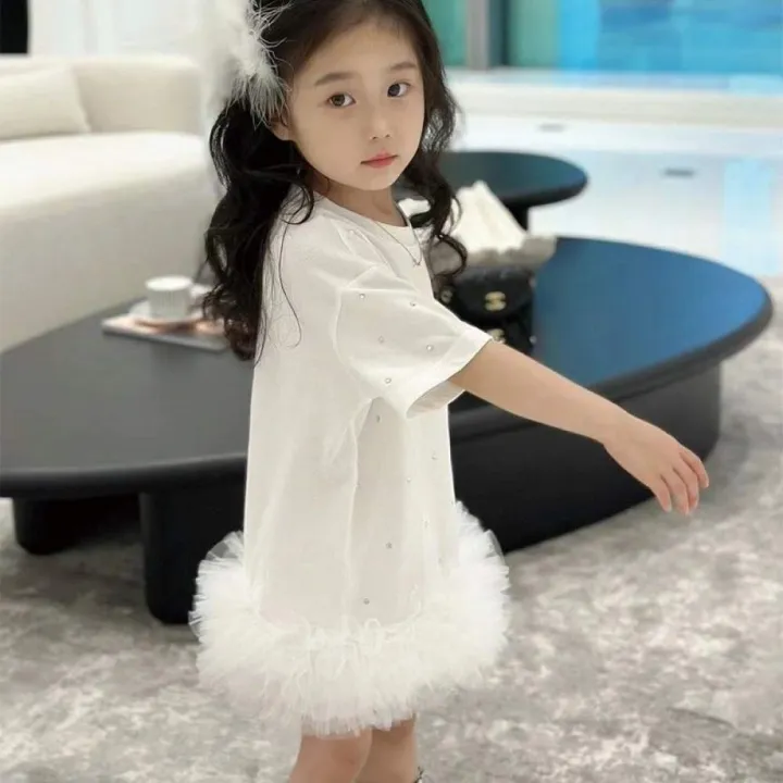 HYS%20Girls%20Dress%20Princess%20A-line%20Skirt%20Summer%20Korean-style%20Boho%20White%20-%20Image%204