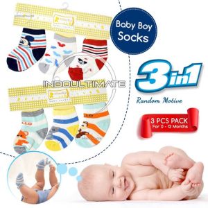 Kaos Kaki Bayi Newborn 3pcs RANDOM Kaos Kaki Bayi Laki/Perempuan