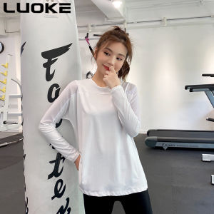 LUOKE Yoga Clothes for Women Long Sleeve Sport Shirt Sport T Shirt Women Elastic Quick-drying Loose Slim Yoga Tops Sports T-shirt