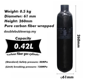 4350PSI 300Bar 30MPA 0.36L 0.42L 0.5L Carbon Fiber Cylinder HPA Tank Diving Scuba Bottle M18*1.5