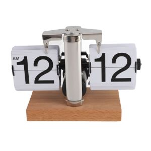 GHS 12H/24H Format Flip Clock Automatic Page Turning Internal Operated Mechanical Page-Turning Clock Automatic Battery Powered Page Turning Clock Home Decoration