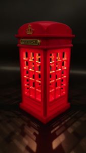 Telephone Booth Desk Lamp Creative Study Table Bedroom Lamps For Nightstands Decorative Bedside Retro Red Vintage Warm Light Soft Rechargeable Cordless Dimmable Touch Lights Night