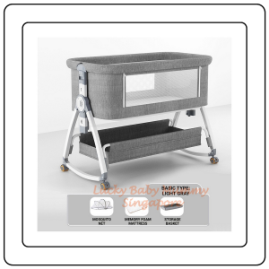 【JJ HOME】Rocking Baby Cot with Storage | Adjustable Cradle Bed with Wheels | Newborn Bassinet 0–3Y
