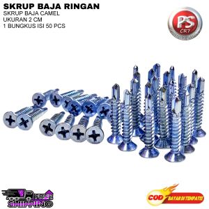 skrup baja Ringan ukuran 2cm (1bungkus 50pcs) Skrup Roofing Baja skrup baja super tajam sekrup obeng