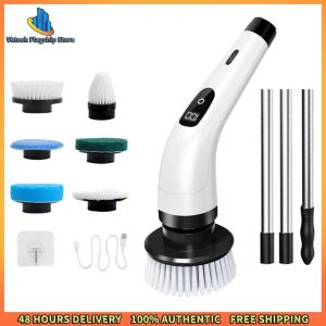Vktech Electric Cleaning Brush with Adjustable Length and Dual Speed for Versatile Home and Bathroom Use