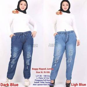 Celana Boyfriend Denim Sobek Jumbo: Model Simple & Kekinian
