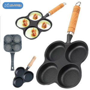 3/4 Hole Cast Iron Frying Pan Non Stick Egg Burger Ham Pancake Pan Breakfast Grill Cooking Pot