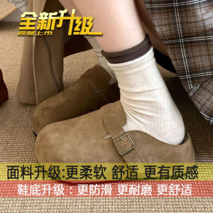 Free Shipping Thick-Soled Height-Increasing WomenS Outdoor Slippers With A High-End Rubber Design New Retro Style Slip-On Closed-Toe Half-Slipper