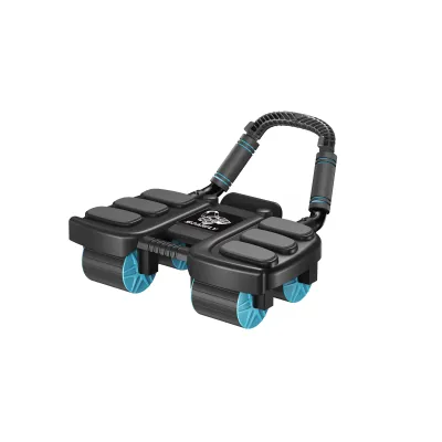 SOARFLY 4-Wheel Ab Roller Automatic Rebound Abdominal Core Trainer Silent Non-Slip Anti-Tip Elbow Support Home Gym Fitness Workout Equipment for Men Women Beginner with Free Knee Pad & Grip Covers