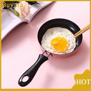 [Buytra] Mini Frying Pan Stainless Steel Prevent Stick Induction Pot Round Breakfast Small Fry Egg Pan With Long Handle Kitchen Gadgets
