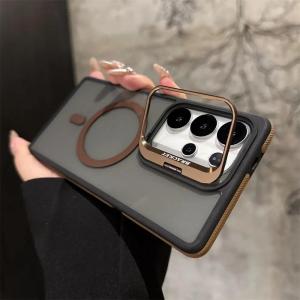 For Magsafe Magnetic Metal Lens Protection Stand Case For Samsung Galaxy S25 S24 S23 Plus S22 Ultra FE Shockproof Cover Bumper