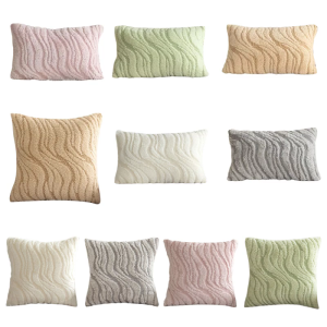 Decorative Rippled Texture Cushion Cover Sophisticated Plushes Comfortable Pillowcase Fit Living Room or Office Chair