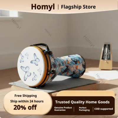 Homyl Lightweight 12 Inch Djembe Drum Tunable Butterfly Print Djembe Professional Sound Portable Tuning Drum Easy to Play for Children Beginners Performance Practice