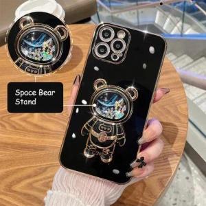 Liquid Quicksand Glitter Luxury Case for iPhone 16 Pro Max 15 14 16 Pro Max 11 12 13 Pro 15 16 Plus Astronaut Stand Holder Cover