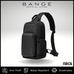 7718 BANGE Premium Sling Shoulder Crossbody 11-inch Tablet Bag (36x20.5x10.5cm 7L) 0.64kg - YKK Quality Zipper Anti-Theft Design - Water Repellent Fabric Scratch Resistant - Quick Release Buckle Hidden Pocket - Polyester 1680D - Black/Gray