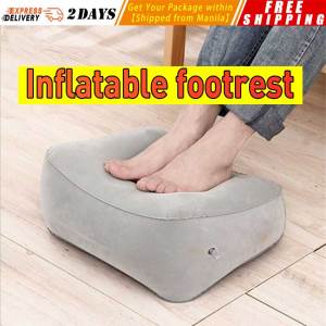 PVC Soft Footrest Pillow Inflatable Portable Foot Rest Plush Pillow Cushion Travel Plane Train Office Home Leg Feet Relaxing Tool Inflatable Foot Cushion