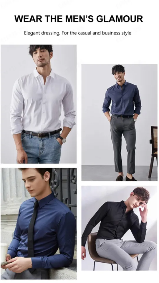 ciuciu Kemeja lengan panjang lelaki belia gaya Korea baju langsing