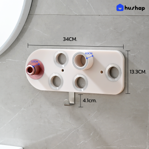 HusHap ที่วางไดร์ติดผนัง สีชมพู รุ่นใหม่ รองรับ Dyson Supersonic HD08 /HD15 / HD16