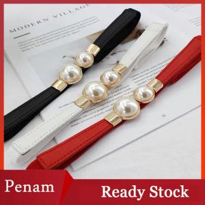 [PAM] Ngọc Trai Khóa Vành Đai PU Da Váy Váy Eo Đàn Hồi Mỏng Phụ Nữ Thắt Lưng Phụ Nữ Dây Thắt Lưng Phụ Kiện