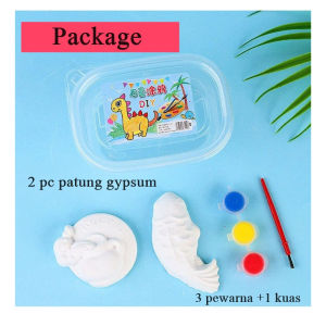 Mainan Mewarnai Patung Gypsum Kreatif Anak Paket lengkap Gipsum Kuas Cat Lukis