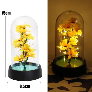 Artificial Sunflower Night Light Battery Included Plastic Set Valentines Day Mothers Day Eternal Flower Nightlight Gift Birthday Light Up Gift