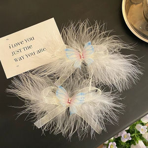 Jepit Rambut anak perempuan 1 set Kupu-Kupu Bulu Aksesoris Korea Fasion Gaya Lucu Murah