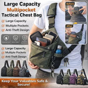 Tactical Chest Bag Mens Large Capacity Multi-Pocket Anti-Theft Crossbody Sling Bag Secure Fit Travel Essentials Outdoor Hiking Gear Compact Shoulder Pack