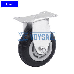3/4/5inch Black Mute Rubber Caster Wheels Fixed/Rotate/Brake Trolley Wheel (With Lock/Without Lock)