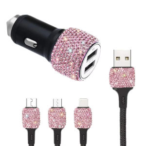 New Bling USB Car Charger Dual Port Fast Adapter Car Decor Car Styling Diamond Car Accessories Interior for Woman