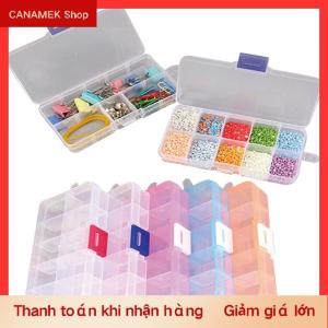 CS Nhựa 10 khe cắm có thể điều chỉnh Lưu trữ đồ trang sức hộp trường hợp Craft Organizer hạt