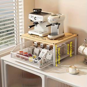 Kitchen Organizer Countertop Rack Organizer with Drawer Coffee Machine Coffee Capsule Rack Microware Oven Rice Cooker Storage Rack