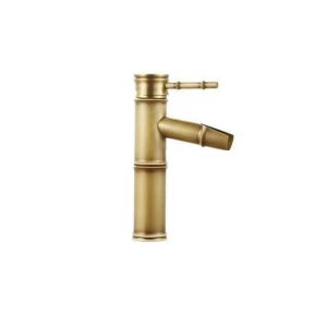 YANGS Brass Bamboo Shape Faucet Deck Mounted Single Handle Vanity Faucet Creative Hot and Cold Water Sink Faucet for Home