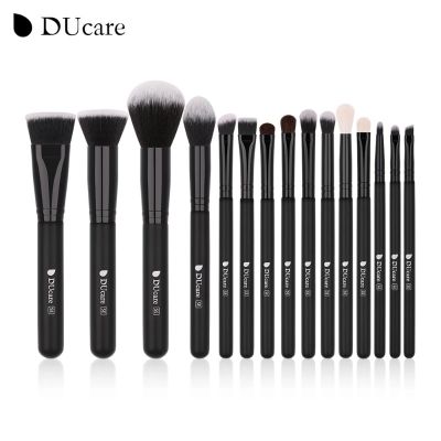 DUcare 15Pcs/Set Makeup Brushes, Professional Premium Synthetic Kabuki Makeup Brush Set, Professional Foundation Concealers Powder Blush Blending Face Eye Shadows Black Brush Tools【Post in 24 Hours&90 days Warranty Services】