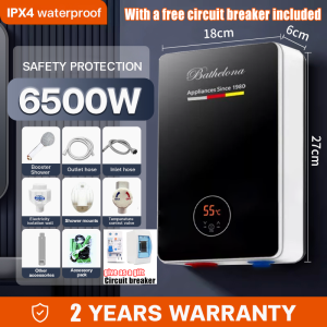 Electric Water Heater 220V Household with Shower 7500W Instant Hot Water Heater LED Digital Display 3 Seconds to Get Hot Water Over-Temperature Protection