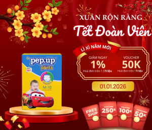 [Bán chạy] Tã bỉm quần em bé  Pep.up Cottony 3D mặt bông siêu mềm mại giá rẻ chất lượng - nhỏ Size M10 (6-11kg)