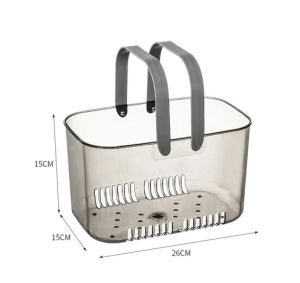 COD Shower Plastic Storage Baskets With Handle Transparent Organizer Basket Bins For Home Bathroom