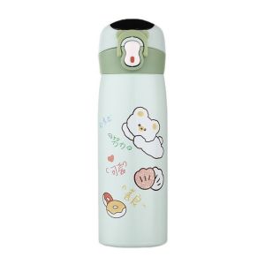 Bình giữ nhiệt học sinh cao cấp Bình nước Inox 316 dung tích 450ml Cảm biến đo nhiệt độ Ống hút Silicon Có dây đeo tiện lợi